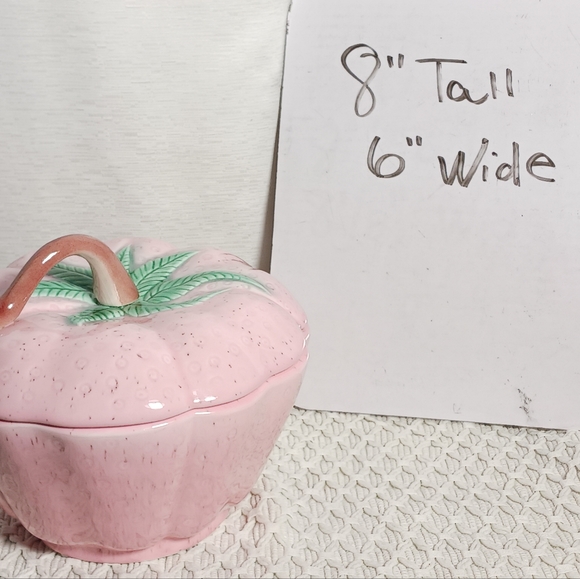 Vintage Mid Century Valley Vista 310 PINK STRAWBERRY Covered Canister Bowl Dish - Picture 3 of 9